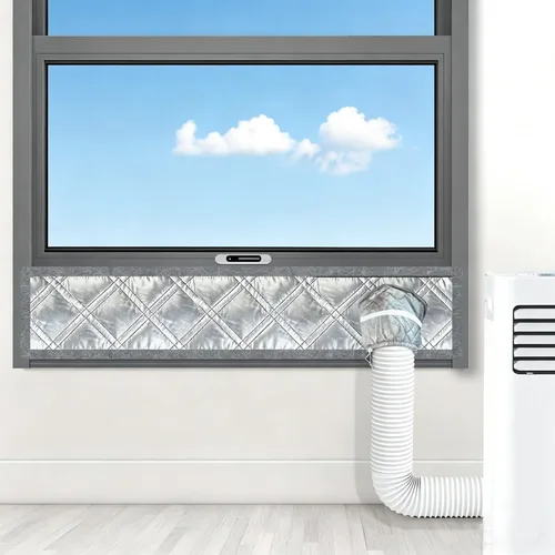 Vista 2 de Kit de ventana de aire acondicionado portátil resistente de 40 pulgadas, protector térmico de papel de aluminio reflectante, 100% opaco e