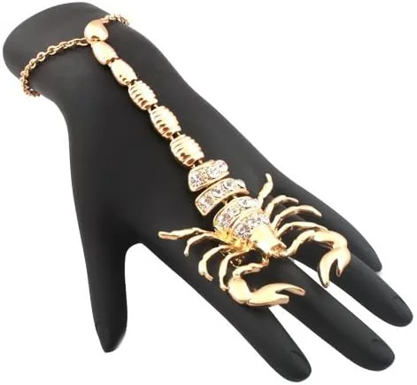 Vista 3 de Scorpion Adjustable Finger Ring and Slave Hand Chain Bracelet One Size Fits All (F-265)