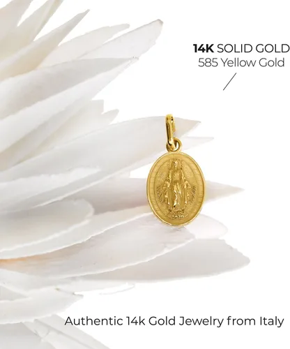Vista 7 de forme di Lucchetta - pequeño dije colgante de medalla milagrosa de oro de 14 K - Fina joyería católica italiana - Dije para collar de la Bendita