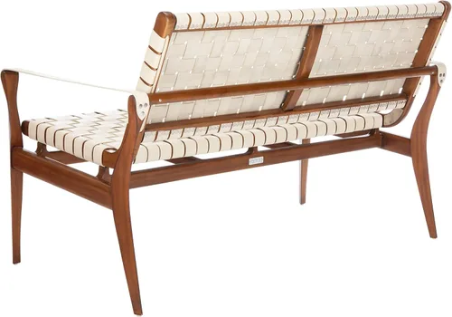 Vista 7 de Safavieh Couture Home - Sofá biplaza Dilan Coastal de cuero blanco y marrón claro