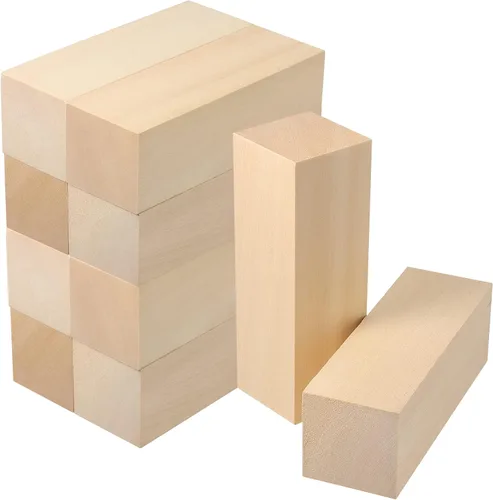 Vista 9 de JOIKIT Paquete de 4 bloques de tallado de madera de tilo de 6 x 3 x 3 pulgadas, bloques de madera suave sin terminar, bloques de tala seca al horno