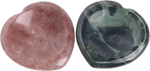 Vista 17 de 2 piedras de corazón preocupadas por la ansiedad, bolsillo en la palma del pulgar, meditación de energía positiva, cristal curativo de chakras, 7