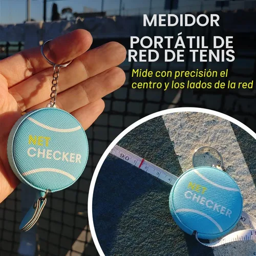 Vista 2 de Scoring Right Net Checker - Cinta métrica de altura de red para tenis y llavero Azul