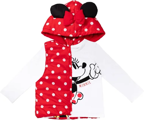 Vista 5 de Disney Minnie Mouse - Conjunto de camiseta y leggings acolchados con cremallera y chaleco de 3 piezas para bebés y niños grandes