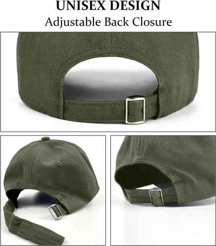 Vista 4 de Paquete de 3 gorras de béisbol unisex de algodón, ajustables, sin construir, para hombres, mujeres y hombres