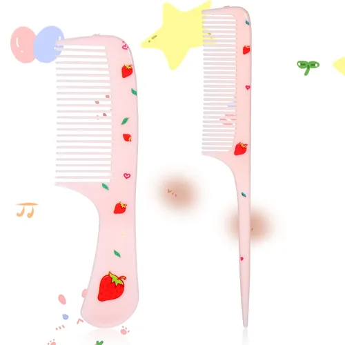 Vista 11 de Juego de peines para bebé, peine pequeño y lindo de dientes finos para niños pequeños y cola de rata para peinar, peine rosa para pelitos de bebé