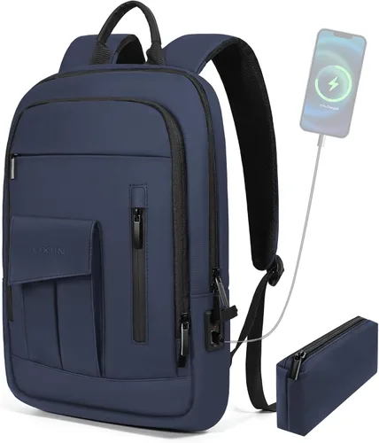Vista 12 de Mochila de negocios para hombres antirrobo resistente al agua mochila de desplazamiento para portátil de 15.6 pulgadas para el trabajo diario, Negro