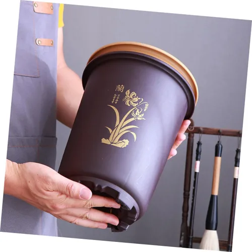 Vista 5 de 3 Sets Plastic Orchid Pots with Trays, Indoor Planters for Houseplants