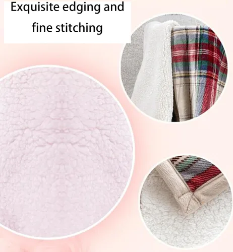 Vista 5 de Manta de Navidad Sherpa para adultos, manta de franela de forro polar, 50 x 60 pulgadas, mullida, suave, beige, para sofá, cama, para mujeres