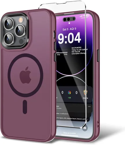Vista 70 de Funda para iPhone 11 con protector de pantalla, compatible con MagSafe, ultra delgada, translúcida, mate, a prueba de golpes, color negro