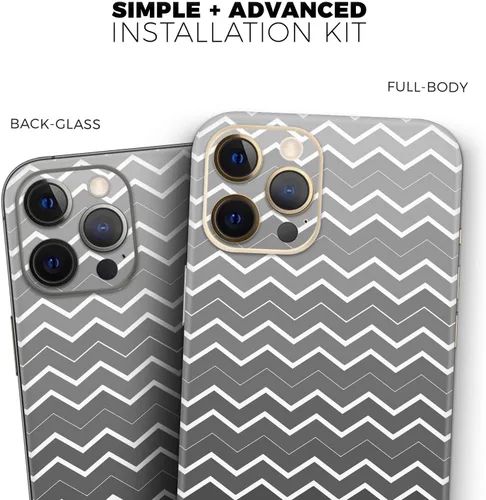 Vista 9 de DesignSkinz Kit de calcomanías de piel de cuerpo completo compatible con iPhone 15 Plus, cheurón en capas degradadas negras