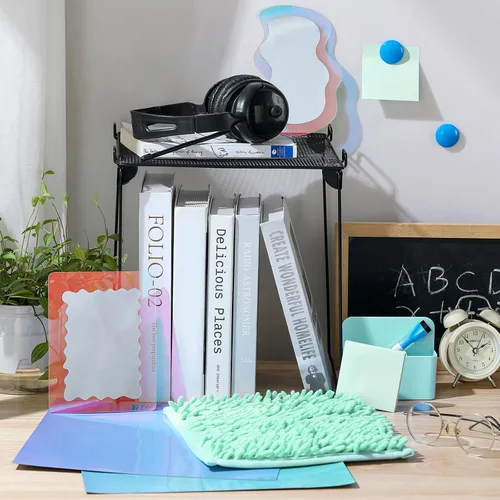 Vista 2 de Colarr Organizador de casillero y kit de decoración de 17 piezas de artículos esenciales para el regreso a clases, incluye papel tapiz magnético