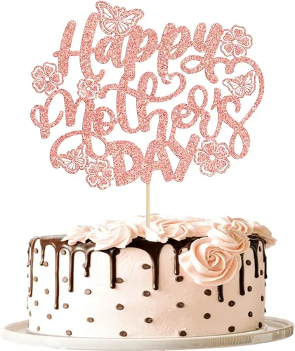 Vista 19 de Gyufise 1 paquete de decoración para pastel del día de la madre, la mejor mamá del mundo, con flores de mariposa, decoración de pastel de cumpleaños