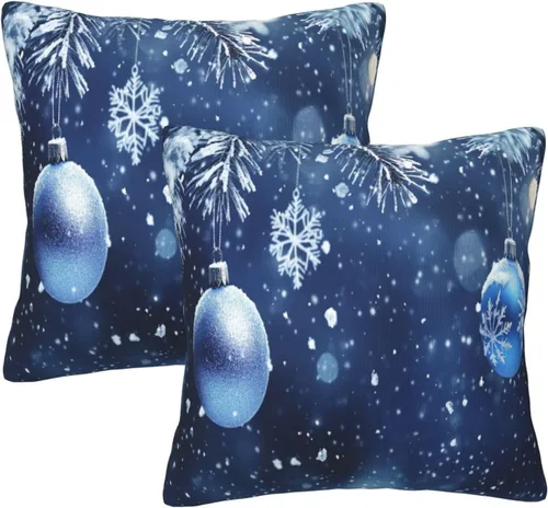 Vista 45 de Fundas de Almohada Flor de Pascua Dorada Copo de Nieve Navidad Xmas Juego de 2 Fundas de Almohadas Cuadradas Funda de Cojín Fundas de Almohadas