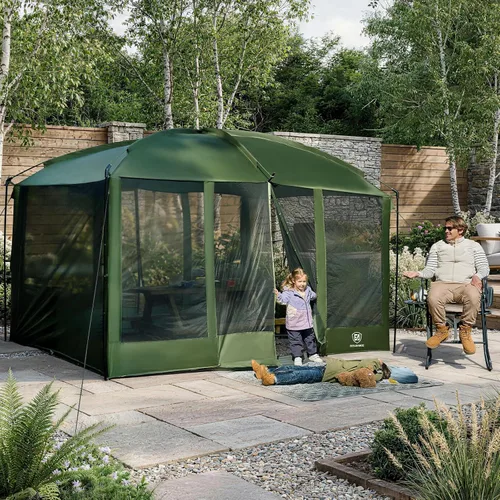 Vista 8 de EVER ADVANCED Pantalla magnética para habitación de 11 x 9 pies, entrada manos libres, cámara de pantalla con protección solar para campamento