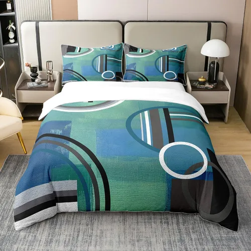 Vista 44 de Erosebridal Juego de ropa de cama de 100 % algodón a cuadros para niños y niñas, funda de edredón a cuadros, funda de edredón moderna geométrica