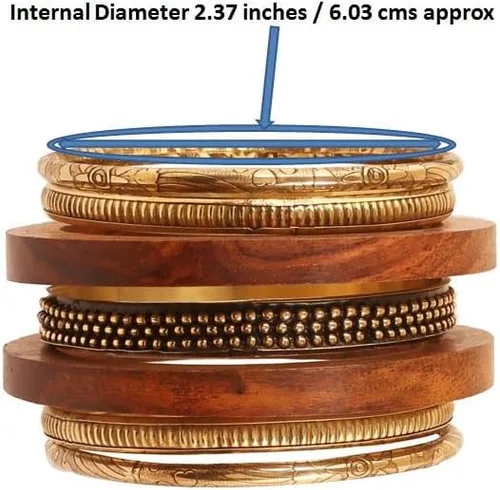 Vista 6 de Touchstone Indian Bollywood Hand Cut Natural Wood Pretty Assorted Patterns Brass Designer Jewelry Bangle Bracelets In Gold Tone For Women.
