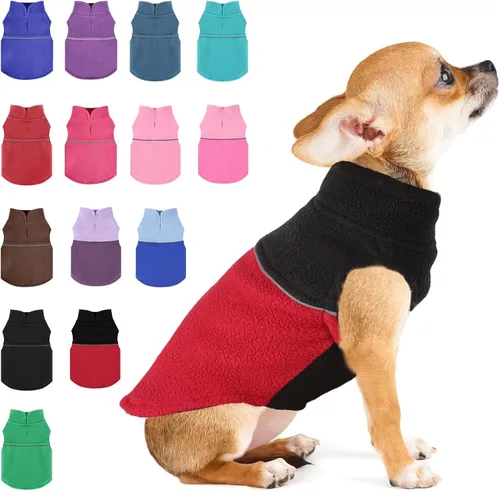Vista 18 de Suéteres para Perros Pequeños para Niñas, Chaleco de Forro Polar para Perros con Orificio para Correa, Suéter Cálidamente Ajustable, Chaqueta