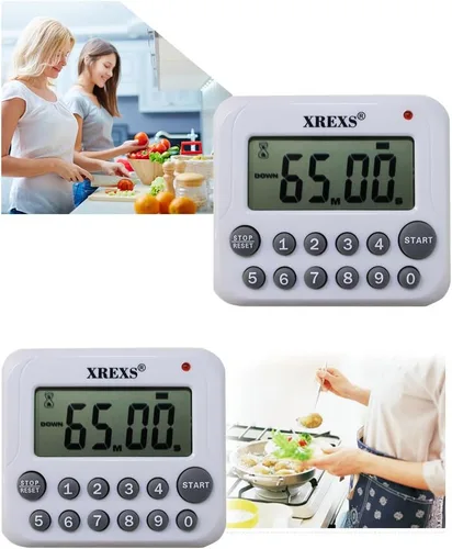Vista 5 de XREXS Temporizador digital de cocina, con pantalla LCD grande. Temporizador de cuenta regresiva. Temporizador de cocina con alarma fuerte, con parte