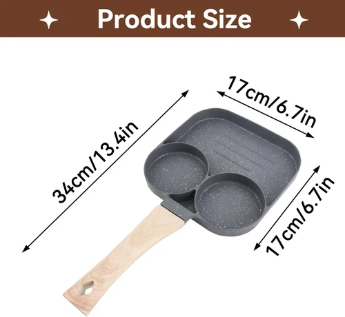 Vista 2 de Cyrank Sartén para huevos antiadherente, sartén de aluminio para tortillas, 2 tazas, sartén para panqueques, sartén para desayuno, panqueques