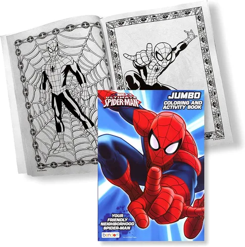 Vista 2 de Marvel Superheroes Giant Coloring & Activity Book Bundle con 6 libros surtidos con pin de superhéroe, pulsera y más ~ Avengers, Spiderman, Superman