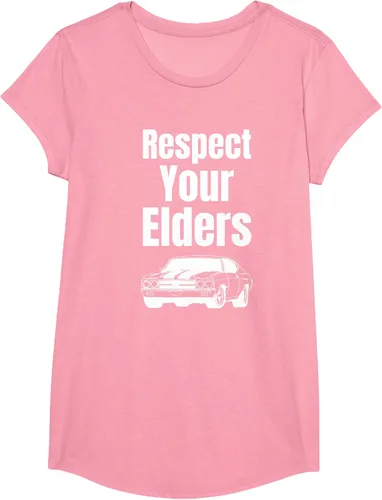 Vista 91 de Divertido regalo de auto para chicos – Respect Your Elders Classic Muscle Car Camiseta, Negro, S