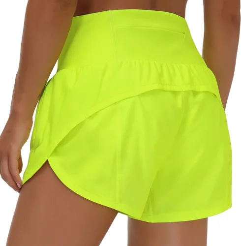 Vista 8 de THE GYM PEOPLE - Pantalones cortos deportivos de entrenamiento para mujer, con cintura alta, de secado rápido, con forro de malla y bolsillos