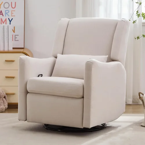 Vista 28 de JIVOIT Silla decorativa de barril giratorio de 360°, sillón redondo giratorio de 36.6 pulgadas con diseño de cojín de doble capa, sofá individual