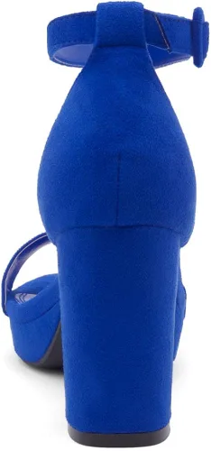 Vista 4 de Shoe Land SL-Cabrini - Sandalias de tacón alto con plataforma gruesa para mujer, puntera abierta, correa al tobillo, zapatos de tacón para fiesta
