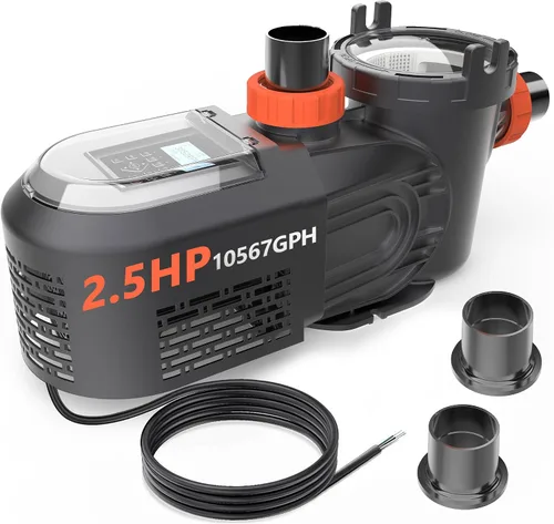 Vista 10 de Bomba de piscina de velocidad variable de 1.8 HP para piscinas elevadas e interiores, hasta 9114 GPH, bomba de piscina inversora de 220 V con motor