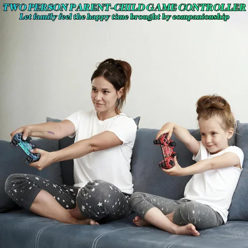 Vista 6 de Degulan Wireless Controller Compatible with PS-2 Console, Remote Gamepad for Play 2 (ClearRed and ClearBlue)