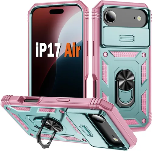 Vista 91 de PASNEW Funda militar para iPhone 13 Pro Max, cubierta de cámara deslizante y soporte de anillo de metal de 360°, carcasa rígida multicapa resistente