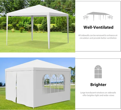 Vista 5 de Carpa para exteriores de 10 x 10 pies, tienda de campaña para fiestas de boda, cenador portátil, carpa con toldo, camping, refugio, almacenamiento