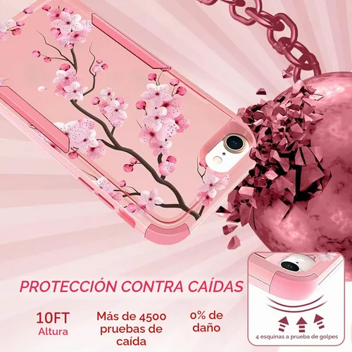Vista 3 de Funda para iPhone SE 2020/2022/3ª generación, para iPhone 8/7, funda protectora resistente con diseño de flor linda para mujeres, hombres, niñas