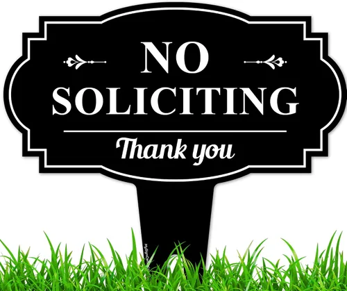 Vista 11 de Letrero de No Soliciting Yard (No Soliciting Yard Sign, No Solicitation In Ground de 11 x 11 pulgadas), ACM libre de óxido, resistente a