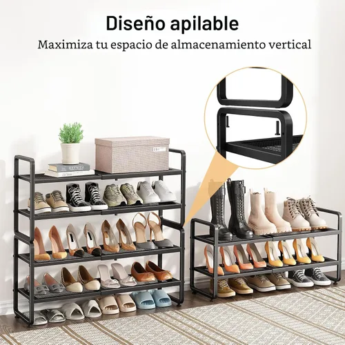 Vista 6 de Estante para zapatos SNTD - Organizador de zapatos ampliable para armario, estante de almacenamiento de zapatos de metal ajustable, soporte