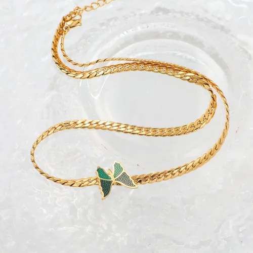 Vista 7 de Gold Butterfly Choker Necklace for Women Dainty 14" Stainless Steel Chain Party Jewelry Gifts