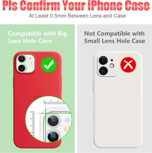 Vista 6 de AGVEE 3+3 6 Pack para iPhone 12 & Mini & Pro Funda protectora de lente de cámara Anillo de metal con gemas individuales de diamantes brillantes