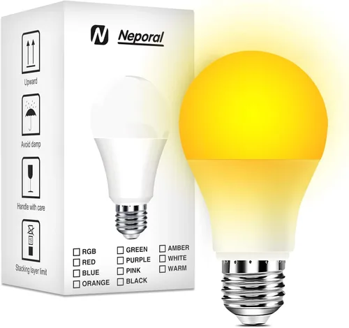 Vista 20 de Bombillas LED Neporal de 3 W 625 nm de color rojo para dormir, 100% de bloqueo de luz azul, luz nocturna roja para promover la melatonina, bombilla