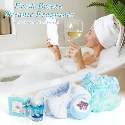Vista 7 de Regalos Temáticos del Océano para Mujeres, Paquete de Cuidado Personal Regalos de Spa de Playa para Mujeres, Regalo de Spa Relajante Inspirador