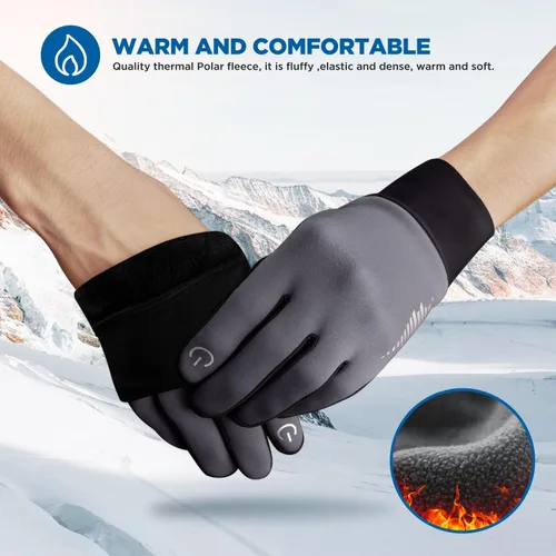 Vista 2 de SIMARI - Guantes de invierno para hombres y mujeres, para pantalla táctil, guantes de invierno, guantes de trabajo para correr, conducir, montar