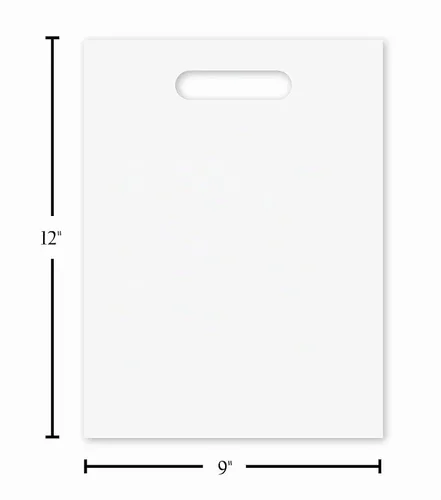 Vista 2 de Purple Q Crafts Bolsa de plástico transparente con asas de 9 x 12 pulgadas, bolsas de plástico troqueladas esmeriladas transparentes con asas
