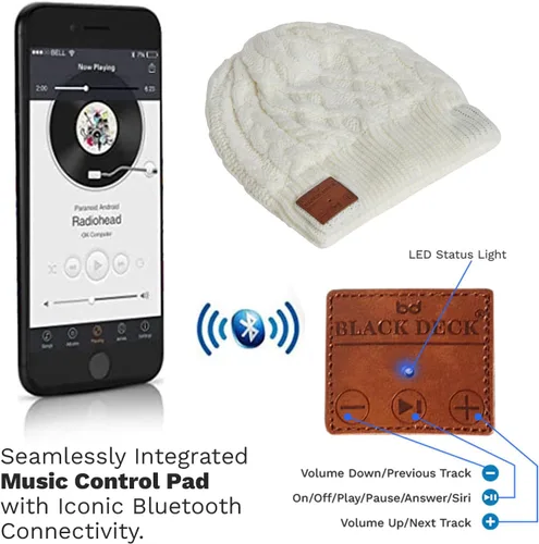 Vista 16 de Gorro Bluetooth unisex con auriculares estéreo inalámbricos compatible con todos los dispositivos Bluetooth
