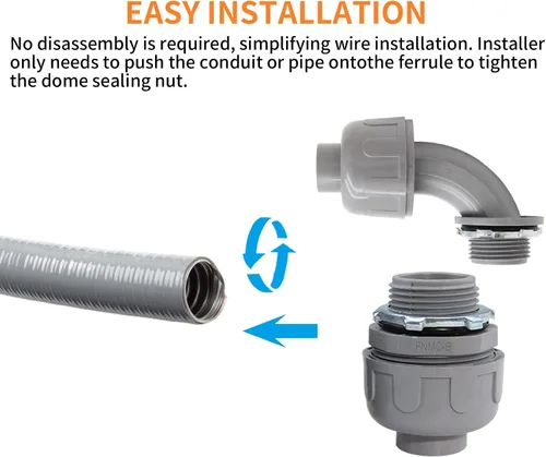 Vista 5 de Conector hermético de líquido de 2 pulgadas, conector de conducto eléctrico no metálico, conector de conducto flexible de PVC (2 unidades, 90 grados)