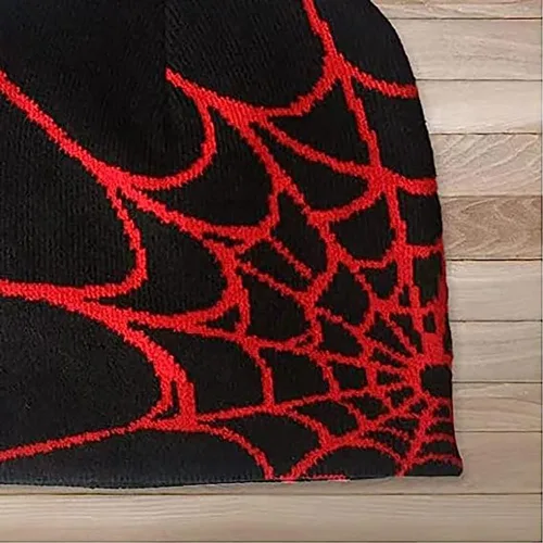 Vista 3 de Sombrero de punto con patrón de araña Y2K invierno cálido sombrero de lana moda moda hip hop suéter sombrero casual deportes para hombres mujeres