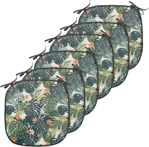 Vista 111 de Ambesonne Flamingo - Cojín de asiento para silla, diseño de fantasía exótica con elementos de vida silvestre hawaiana en colores pastel, acolchado