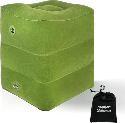 Vista 8 de Almohada inflable con reposapiés para viajes, cojín de altura ajustable para niños y adultos, almohada de viaje en avión, adecuada para trenes