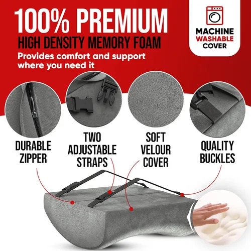 Vista 3 de FORTEM Cojín para asiento de silla (terciopelo, gris) + soporte lumbar