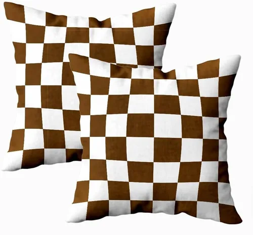 Vista 18 de Fundas de almohada decorativas de 16 x 16 pulgadas, patrón blanco y negro de tablero de ajedrez para sofá, fundas de cojín de granja para decoración