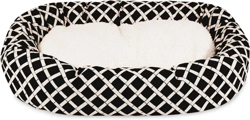 Vista 2 de Cama para perro de bagel Sherpa de bambú negro de 24 pulgadas